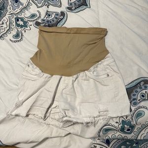 White Denim Maternity Shorts